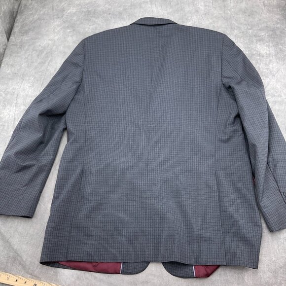 Jos A Bank Blazer Men 46L Gray Check Peak Classic Career 3 Pocket Classic Jacket - Picture 9 of 13